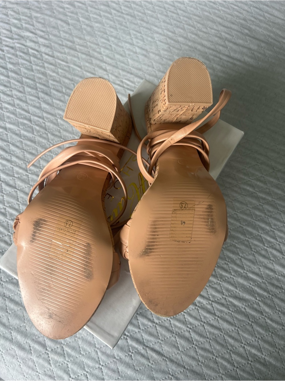 Mata Shoes Braided Strappy Cork Heels in Nude - Picture 3 of 3